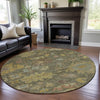 Piper Looms Mayfield Global AMF1108 Aloe Machine Washable Area Rug Round Lifestyle Image Feature