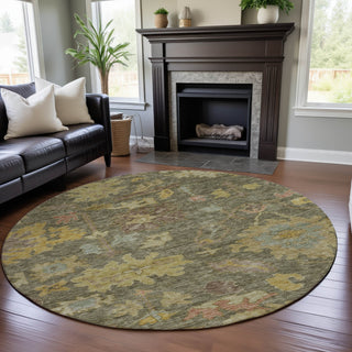 Piper Looms Mayfield Global AMF1108 Aloe Machine Washable Area Rug Round Lifestyle Image Feature
