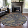 Piper Looms Mayfield Global AMF1108 Blue Machine Washable Area Rug Round Lifestyle Image Feature