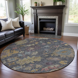 Piper Looms Mayfield Global AMF1108 Blue Machine Washable Area Rug Round Lifestyle Image Feature