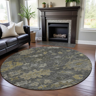Piper Looms Mayfield Global AMF1108 Gray Machine Washable Area Rug Round Lifestyle Image Feature