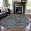 Piper Looms Mayfield Global AMF1108 Taupe Machine Washable Area Rug Round Lifestyle Image Feature