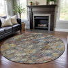 Piper Looms Mayfield Global AMF1109 Gold Machine Washable Area Rug Round Lifestyle Image Feature