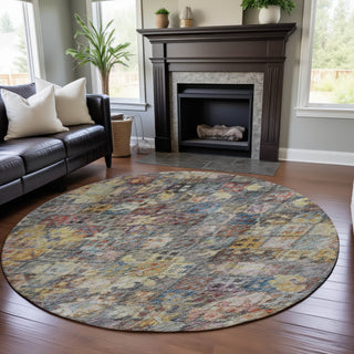 Piper Looms Mayfield Global AMF1109 Gold Machine Washable Area Rug Round Lifestyle Image Feature