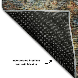 Piper Looms Mayfield Global AMF1109 Gray Machine Washable Area Rug Backing Image