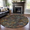 Piper Looms Mayfield Global AMF1109 Gray Machine Washable Area Rug Round Lifestyle Image Feature