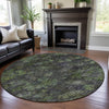 Piper Looms Mayfield Global AMF1109 Green Machine Washable Area Rug Round Lifestyle Image Feature
