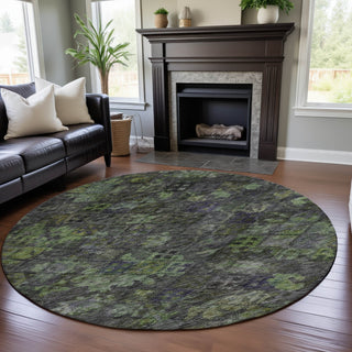 Piper Looms Mayfield Global AMF1109 Green Machine Washable Area Rug Round Lifestyle Image Feature