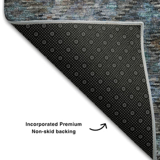 Piper Looms Mayfield Global AMF1109 Teal Machine Washable Area Rug Backing Image