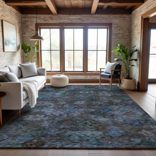 Piper Looms Mayfield Global AMF1109 Teal Machine Washable Area Rug Lifestyle Image Feature