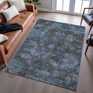 Piper Looms Mayfield Global AMF1109 Teal Machine Washable Area Rug Lifestyle Image Feature