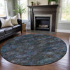 Piper Looms Mayfield Global AMF1109 Teal Machine Washable Area Rug Round Lifestyle Image Feature