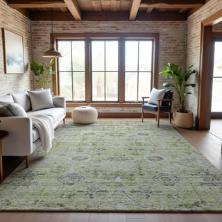 Piper Looms Mayfield Damask AMF1110 Aloe Machine Washable Area Rug Lifestyle Image Feature