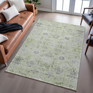 Piper Looms Mayfield Damask AMF1110 Aloe Machine Washable Area Rug Lifestyle Image Feature