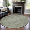 Piper Looms Mayfield Damask AMF1110 Aloe Machine Washable Area Rug Round Lifestyle Image Feature