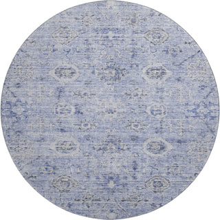 Piper Looms Mayfield Damask AMF1110 Blue Machine Washable Area Rug Round Main Image