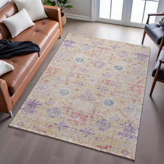 Piper Looms Mayfield Damask AMF1110 Orange Machine Washable Area Rug Lifestyle Image Feature