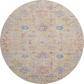 Piper Looms Mayfield Damask AMF1110 Orange Machine Washable Area Rug Round Main Image