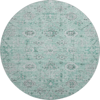 Piper Looms Mayfield Damask AMF1110 Teal Machine Washable Area Rug Round Main Image