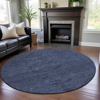 Piper Looms Mayfield Global AMF1111 Navy Machine Washable Area Rug Round Lifestyle Image Feature