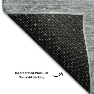 Piper Looms Mayfield Global AMF1111 Teal Machine Washable Area Rug Backing Image