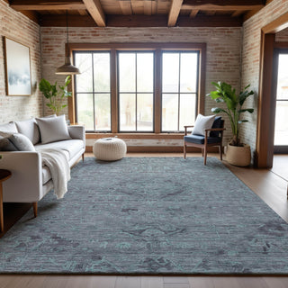 Piper Looms Mayfield Global AMF1111 Teal Machine Washable Area Rug Lifestyle Image Feature