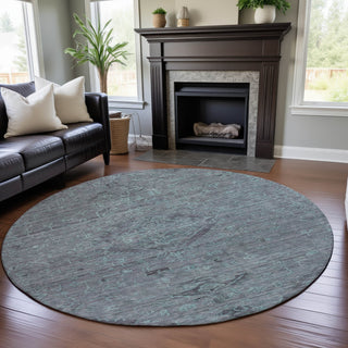 Piper Looms Mayfield Global AMF1111 Teal Machine Washable Area Rug Round Lifestyle Image Feature