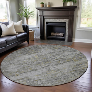 Piper Looms Mayfield Modern AMF1112 Gray Machine Washable Area Rug Round Lifestyle Image Feature