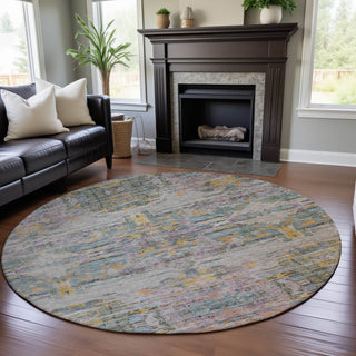 Piper Looms Mayfield Modern AMF1112 Linen Machine Washable Area Rug Round Lifestyle Image Feature