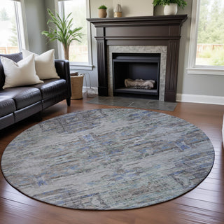 Piper Looms Mayfield Modern AMF1112 Taupe Machine Washable Area Rug Round Lifestyle Image Feature