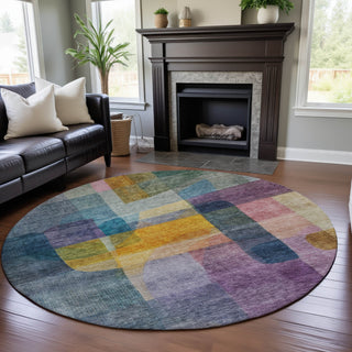 Piper Looms Mayfield Modern AMF1113 Blue Machine Washable Area Rug Round Lifestyle Image Feature