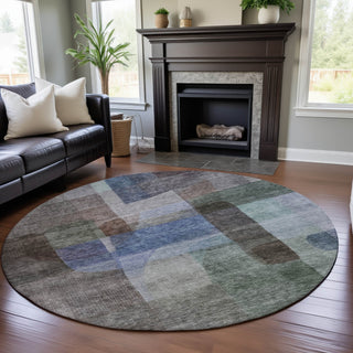 Piper Looms Mayfield Modern AMF1113 Brown Machine Washable Area Rug Round Lifestyle Image Feature