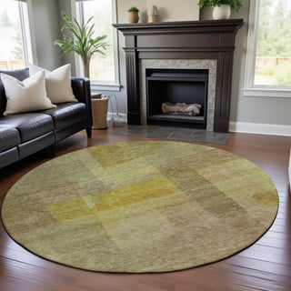 Piper Looms Mayfield Modern AMF1113 Gold Machine Washable Area Rug Round Lifestyle Image Feature