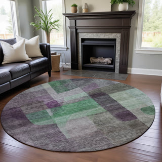 Piper Looms Mayfield Modern AMF1113 Purple Machine Washable Area Rug Round Lifestyle Image Feature