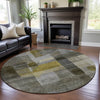 Piper Looms Mayfield Modern AMF1113 Taupe Machine Washable Area Rug Round Lifestyle Image Feature