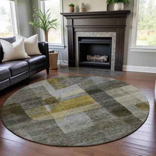 Piper Looms Mayfield Modern AMF1113 Taupe Machine Washable Area Rug Round Lifestyle Image Feature