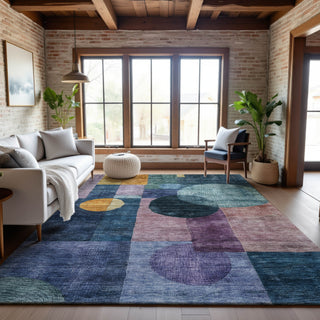Piper Looms Mayfield Geometric AMF1114 Blue Machine Washable Area Rug Lifestyle Image Feature