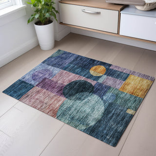 Piper Looms Mayfield Geometric AMF1114 Blue Machine Washable Area Rug Scatter Lifestyle Image Feature