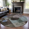Piper Looms Mayfield Geometric AMF1114 Brown Machine Washable Area Rug Round Lifestyle Image Feature
