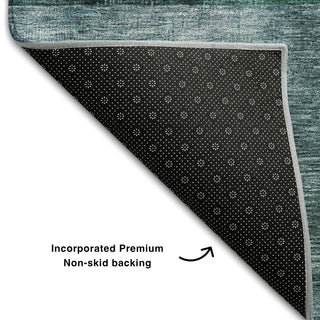 Piper Looms Mayfield Geometric AMF1114 Green Machine Washable Area Rug Backing Image