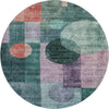 Piper Looms Mayfield Geometric AMF1114 Green Machine Washable Area Rug Round Main Image