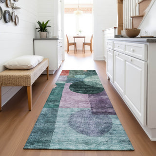 Piper Looms Mayfield Geometric AMF1114 Green Machine Washable Area Rug Runner Lifestyle Image Feature
