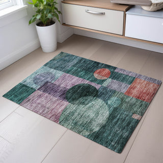 Piper Looms Mayfield Geometric AMF1114 Green Machine Washable Area Rug Scatter Lifestyle Image Feature