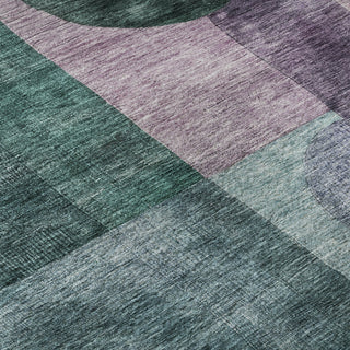 Piper Looms Mayfield Geometric AMF1114 Green Machine Washable Area Rug Swatch Image