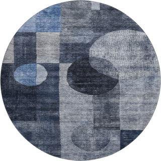 Piper Looms Mayfield Geometric AMF1114 Navy Machine Washable Area Rug Round Main Image