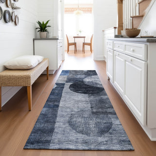 Piper Looms Mayfield Geometric AMF1114 Navy Machine Washable Area Rug Runner Lifestyle Image Feature