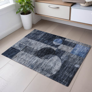 Piper Looms Mayfield Geometric AMF1114 Navy Machine Washable Area Rug Scatter Lifestyle Image Feature