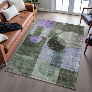 Piper Looms Mayfield Geometric AMF1114 Olive Machine Washable Area Rug Lifestyle Image Feature