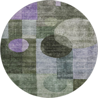 Piper Looms Mayfield Geometric AMF1114 Olive Machine Washable Area Rug Round Main Image