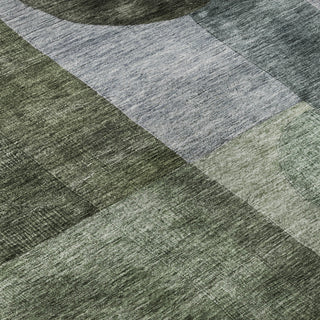 Piper Looms Mayfield Geometric AMF1114 Olive Machine Washable Area Rug Swatch Image